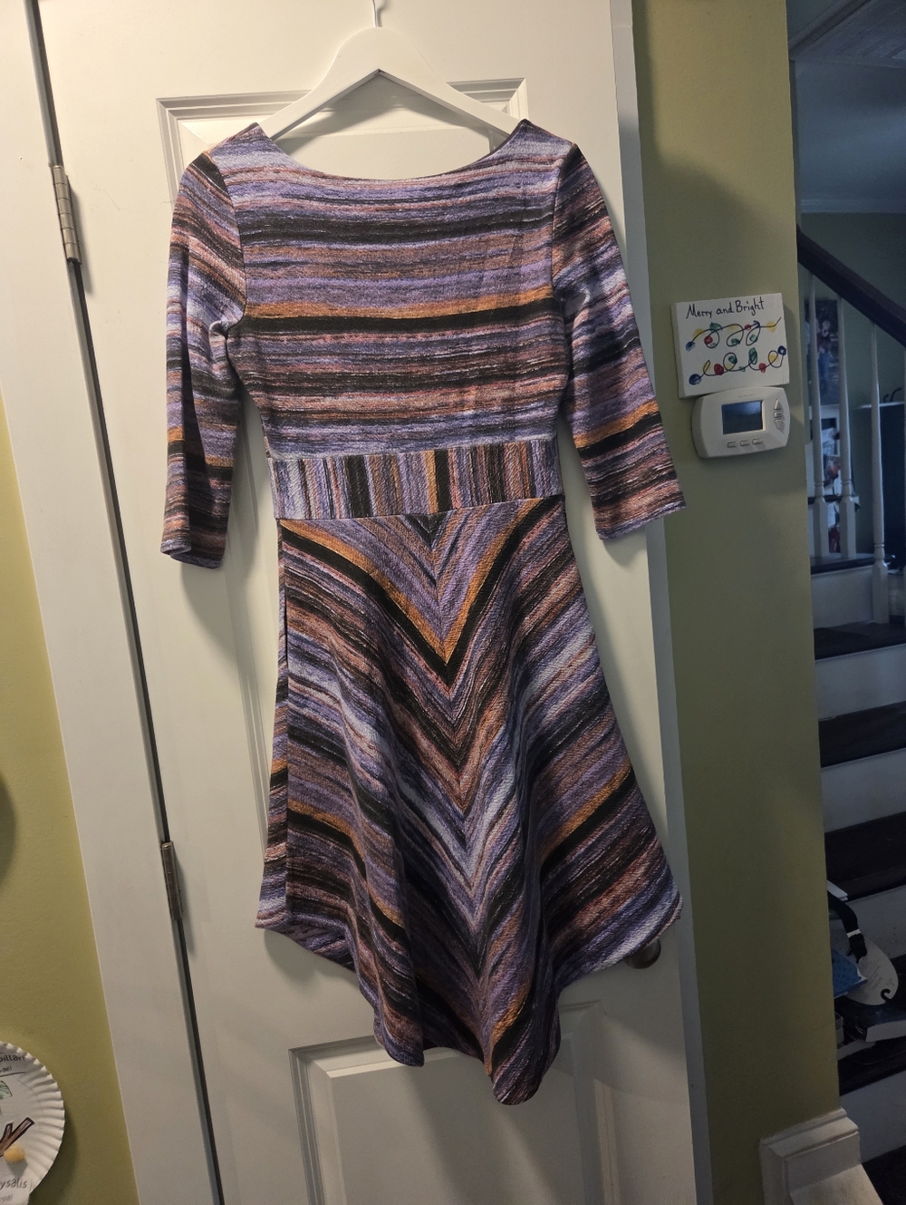 Maeve Anthropologie Kebren Stripe Knit Dress 3/4 Sleeve Asymmetrical S - Picture 3 of 6